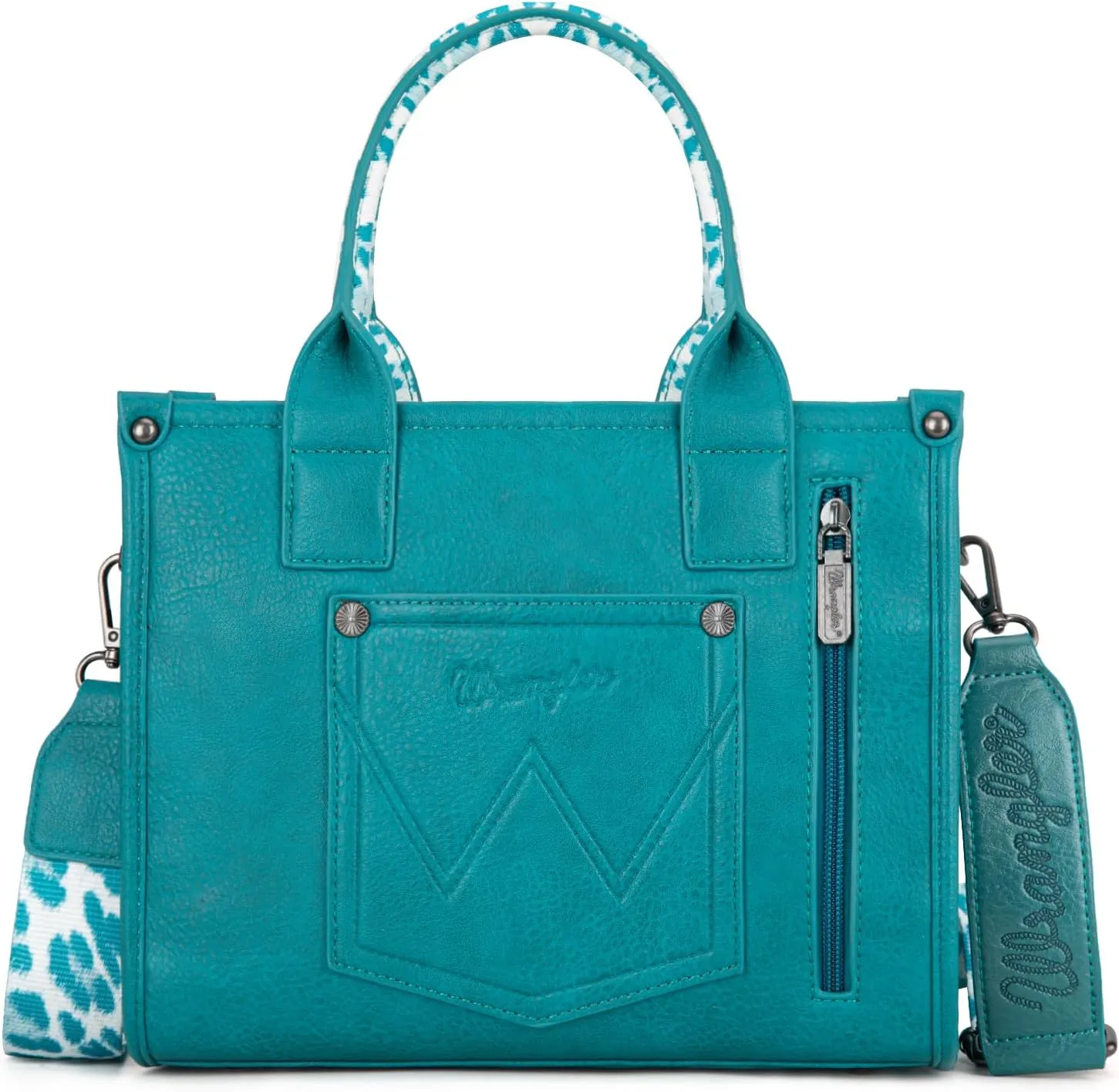 Wrangler Cow Print Tote Bag for Women Western Purse Boho Top Handle Satchel Handbag with Signature Strap