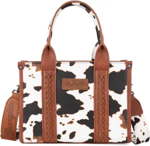 Wrangler Cow Print Tote Bag for Women Western Purse Boho Top Handle Satchel Handbag with Signature Strap