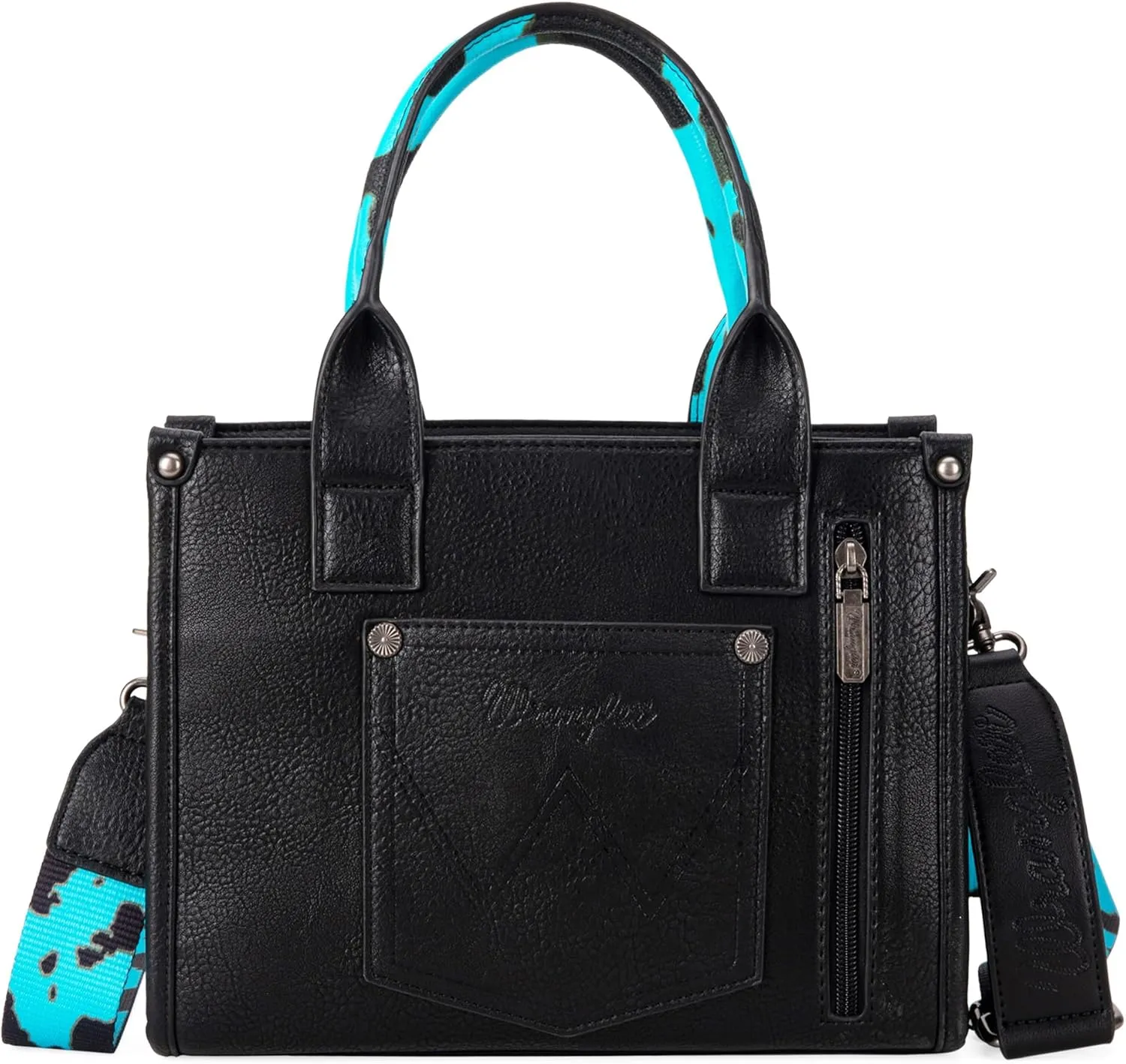 Wrangler Cow Print Tote Bag for Women Western Purse Boho Top Handle Satchel Handbag with Signature Strap