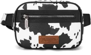 Wrangler Waist Pack for Women Cow Print Fanny Pack Men's Crossbody Belt Bag With Guitar Strap, Black