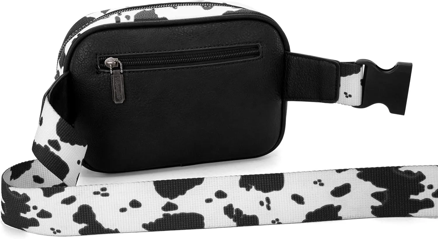 Wrangler Waist Pack for Women Cow Print Fanny Pack Men's Crossbody Belt Bag With Guitar Strap, Black