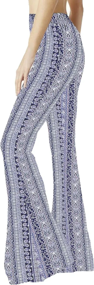 WSPLYSPJY Women's Print Stretch Bell Bottom Flare Palazzo Pants Trousers