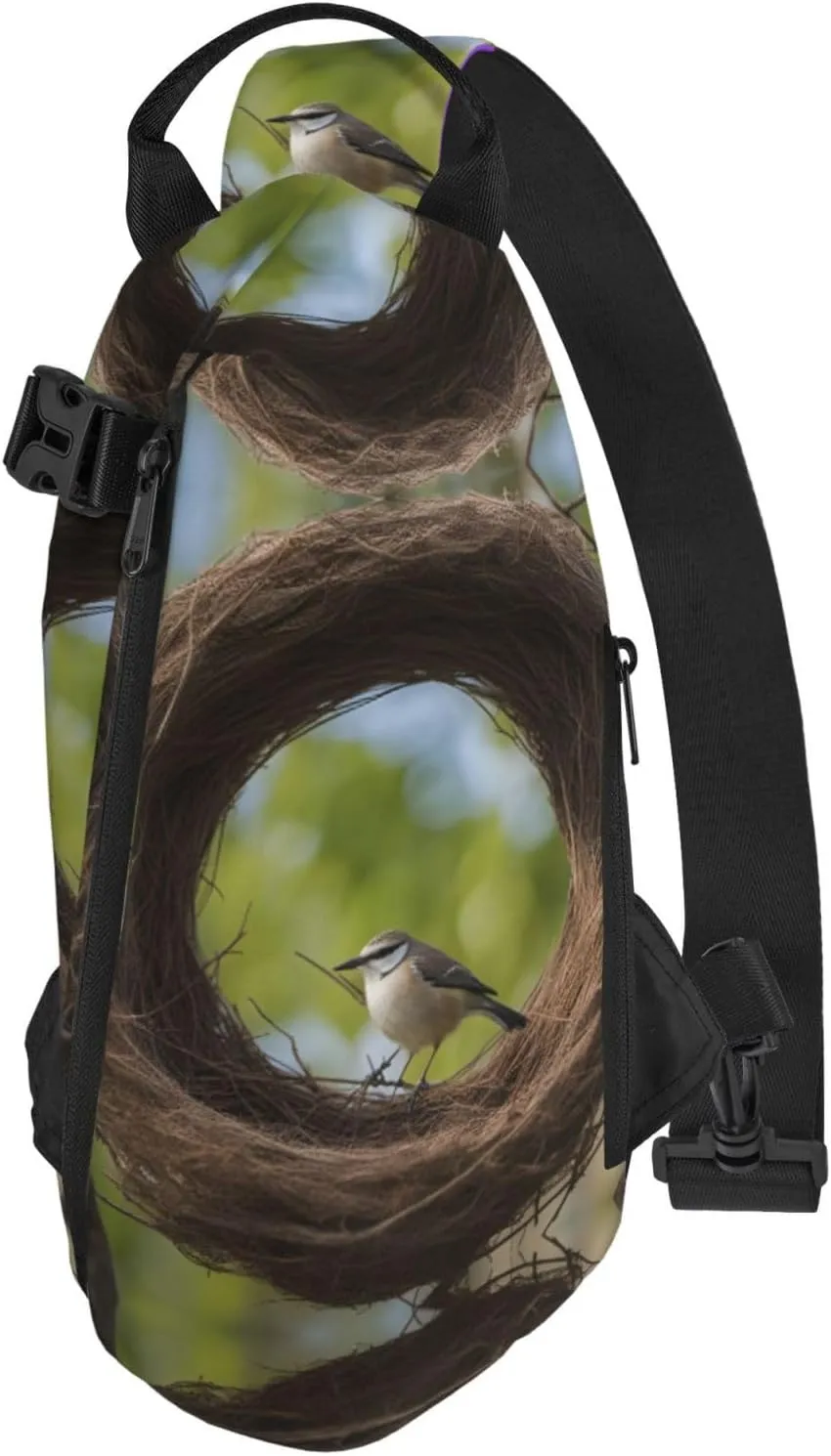 WURTON Black And Gold Flowers Print Lightweight Adjustable Crossbody Backpack Daypack For Men,Women Sling Bag