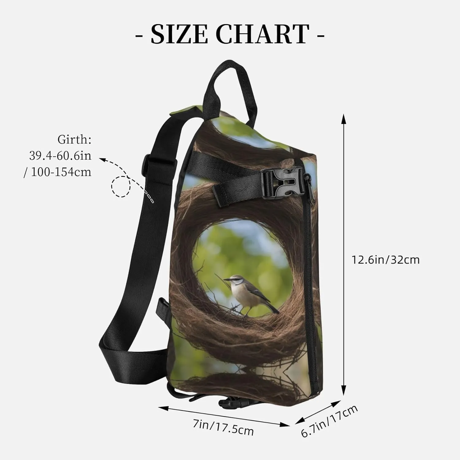 WURTON Black And Gold Flowers Print Lightweight Adjustable Crossbody Backpack Daypack For Men,Women Sling Bag