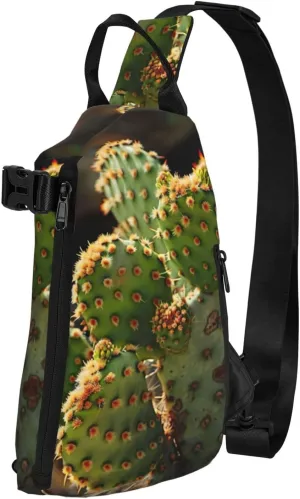 WURTON Cactus Print Crossbody Backpack Cross Pack Lightweight Sling Bag Travel, Hiking