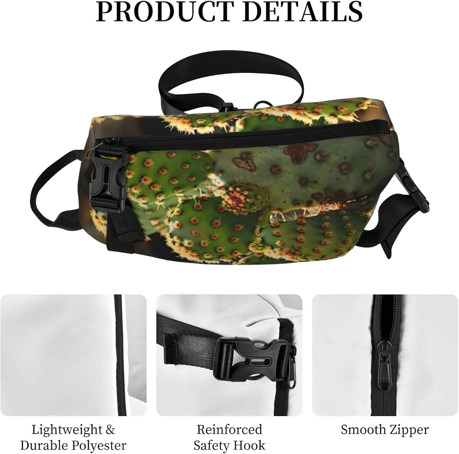 WURTON Cactus Print Crossbody Backpack Cross Pack Lightweight Sling Bag Travel, Hiking