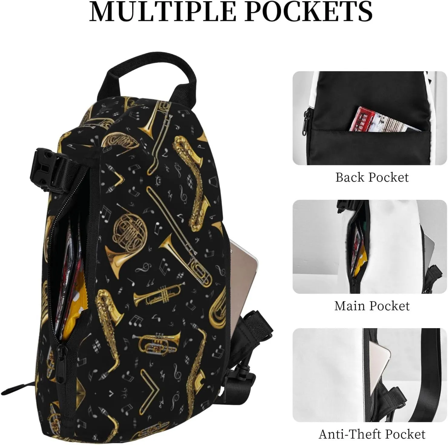 WURTON Marble Texture Copper Splatter Print Lightweight Adjustable Crossbody Backpack Daypack For Men,Women Sling Bag