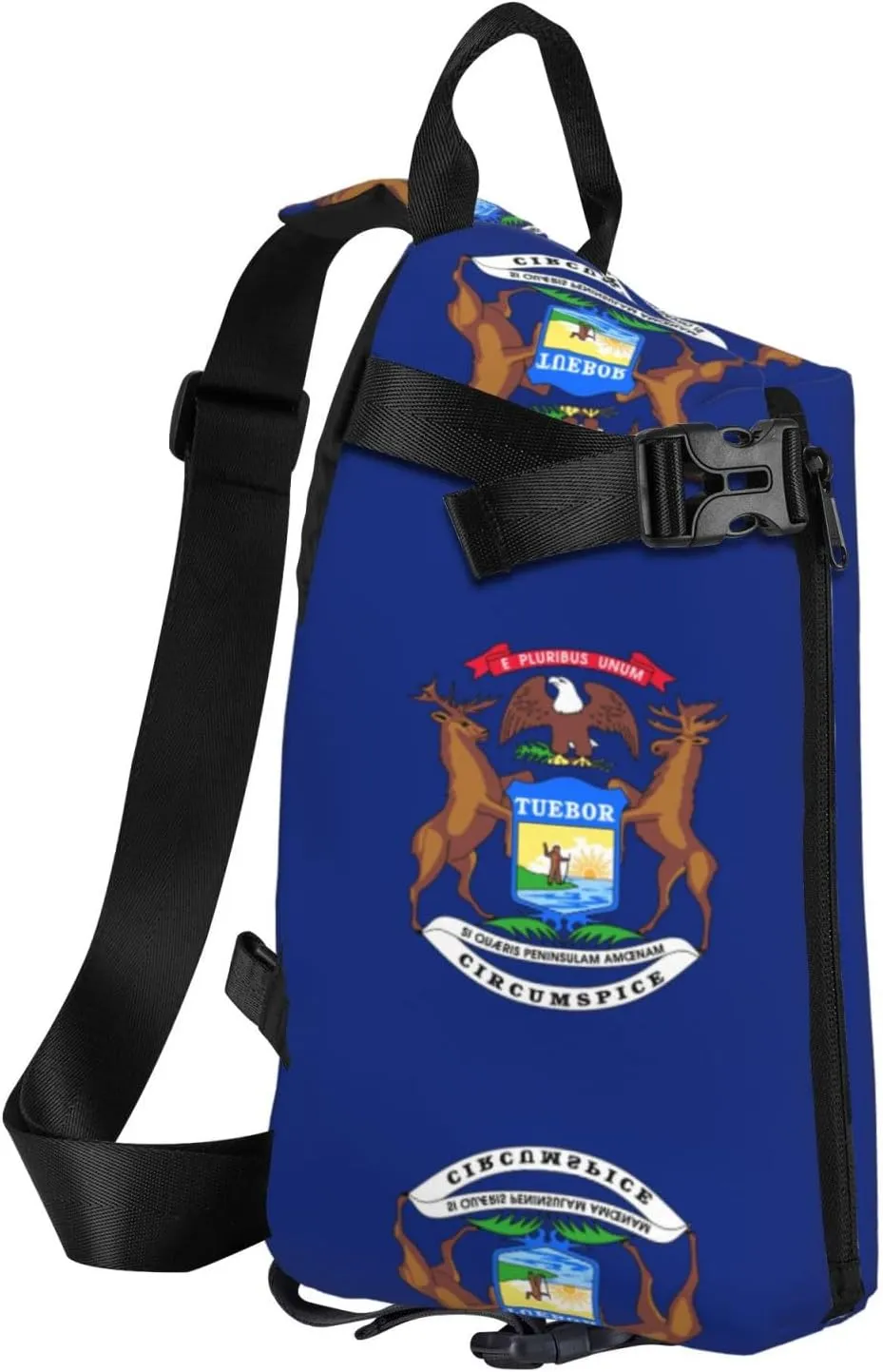 WURTON Michigan State Flag Print Crossbody Backpack Cross Pack Lightweight Sling Bag Travel, Hiking