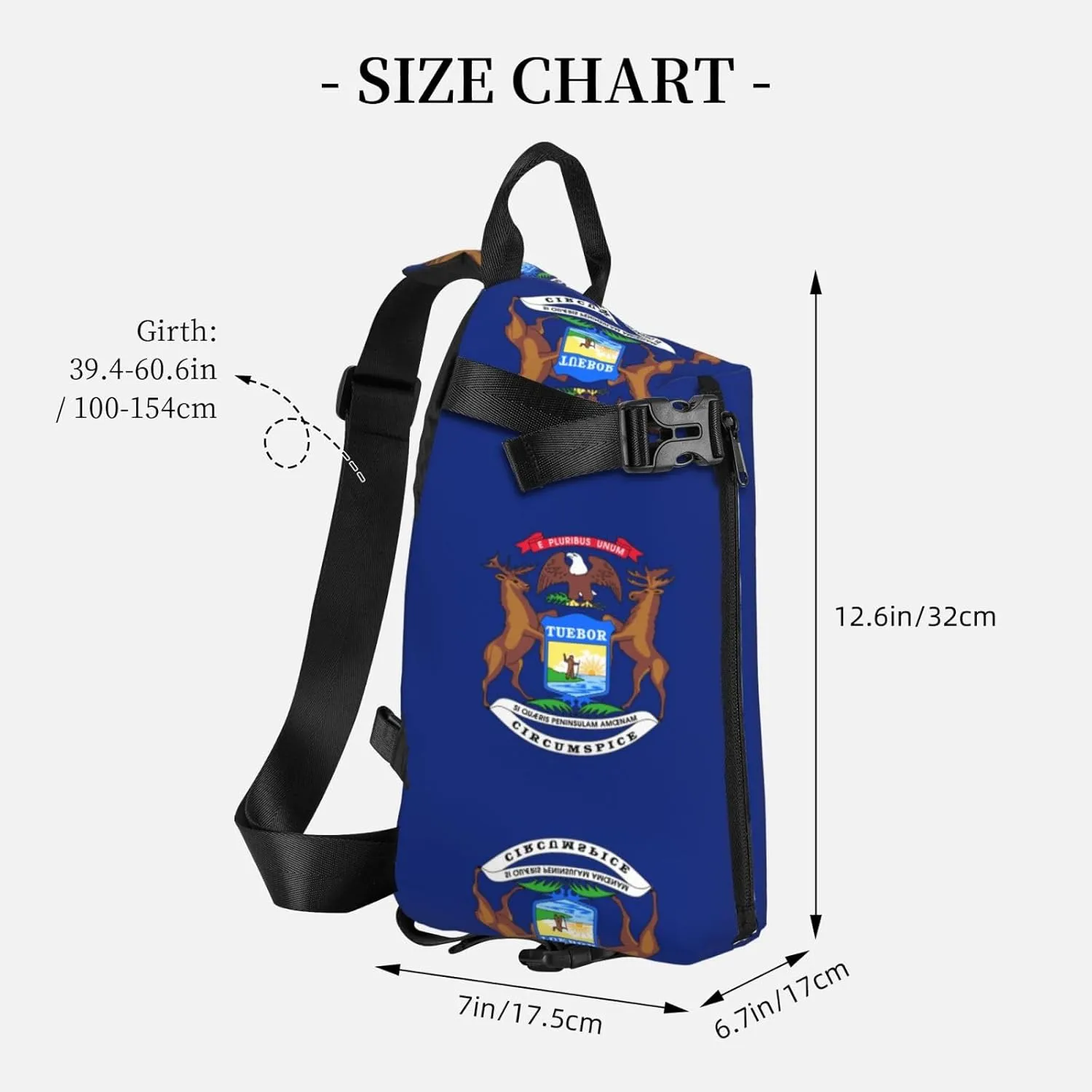 WURTON Michigan State Flag Print Crossbody Backpack Cross Pack Lightweight Sling Bag Travel, Hiking