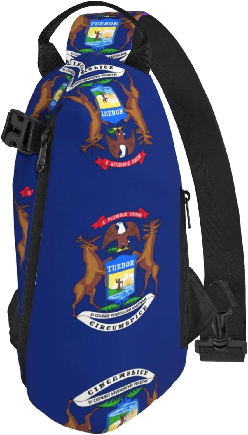 WURTON Michigan State Flag Print Crossbody Backpack Cross Pack Lightweight Sling Bag Travel, Hiking