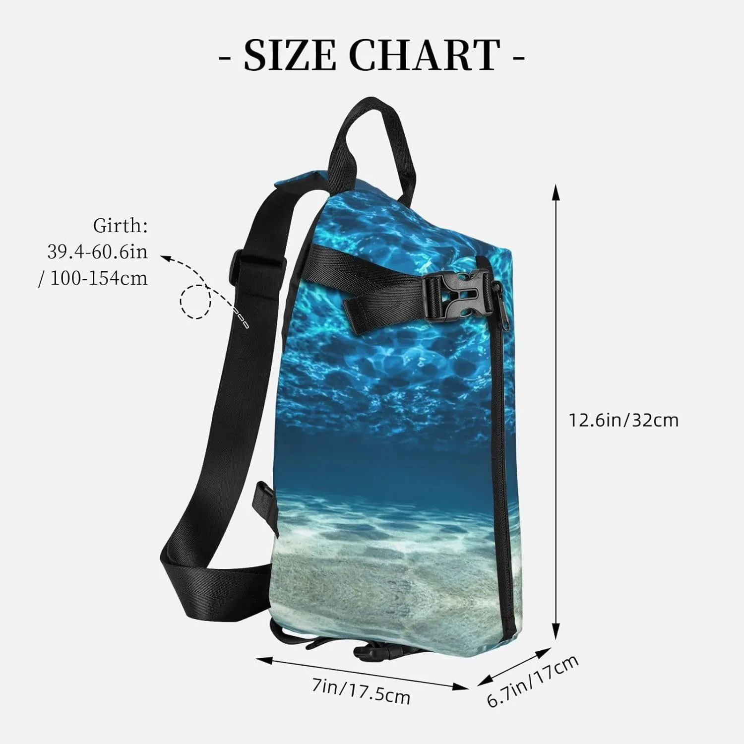 WURTON Ocean. Print Crossbody Backpack Cross Pack Lightweight Sling Bag Travel, Hiking