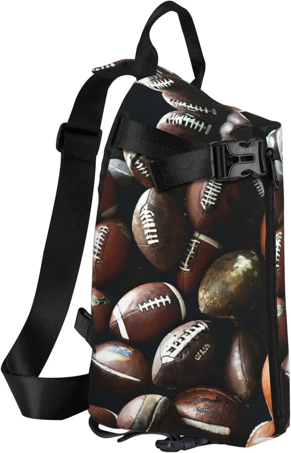 WURTON Pile Of Footballs Print Crossbody Backpack Cross Pack Lightweight Sling Bag Travel, Hiking