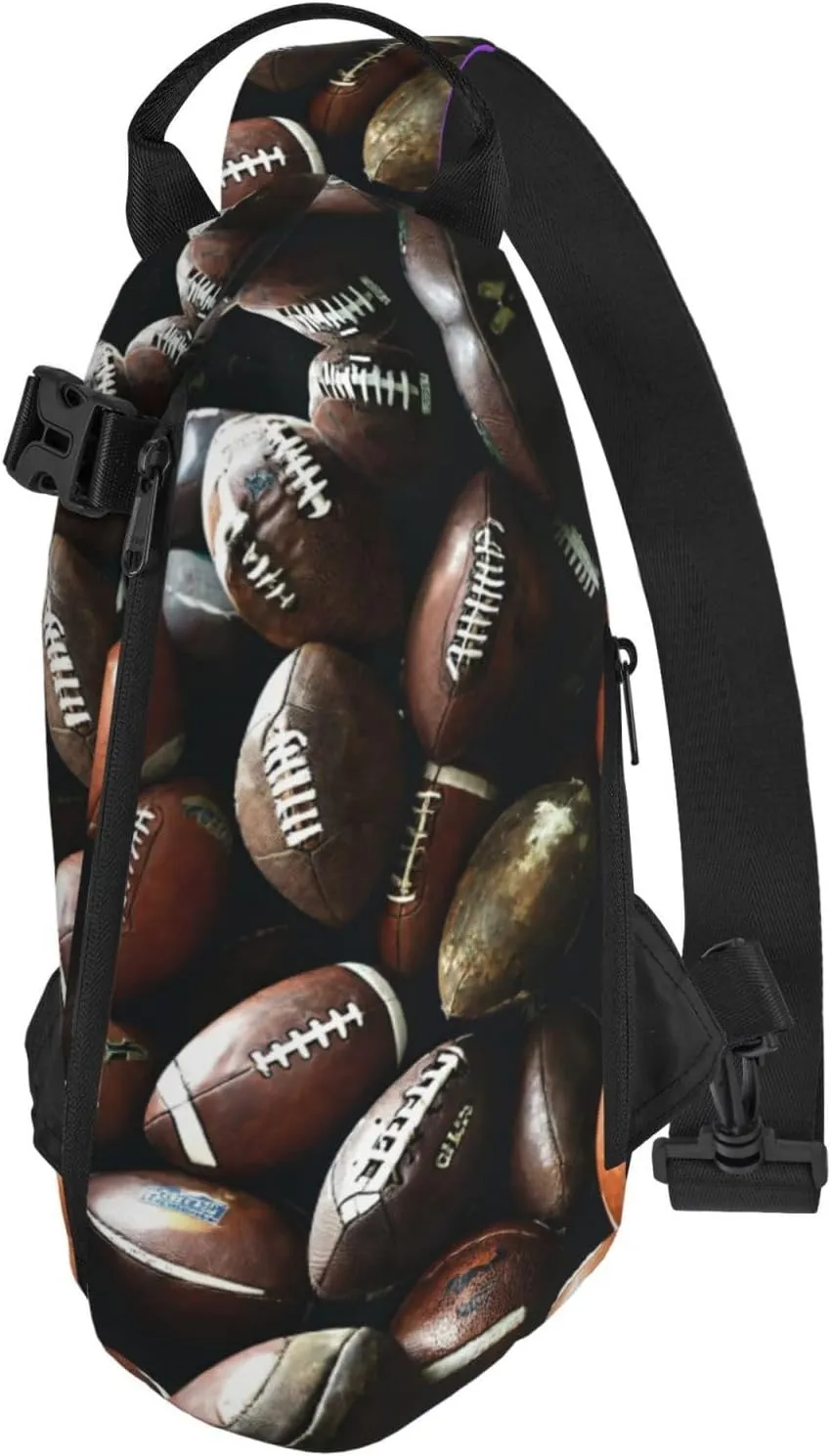 WURTON Pile Of Footballs Print Crossbody Backpack Cross Pack Lightweight Sling Bag Travel, Hiking