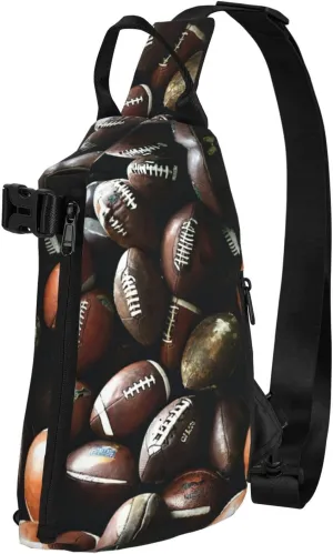 WURTON Pile Of Footballs Print Crossbody Backpack Cross Pack Lightweight Sling Bag Travel, Hiking