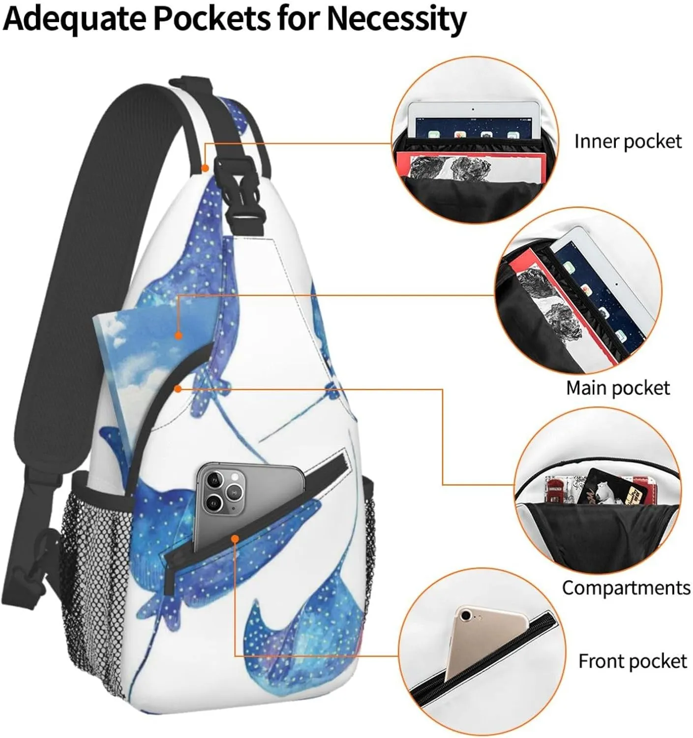 WURTON Programmer Programming Code Print Trendy Casual Daypack Versatile Crossbody Backpack Shoulder Bag Fashionable