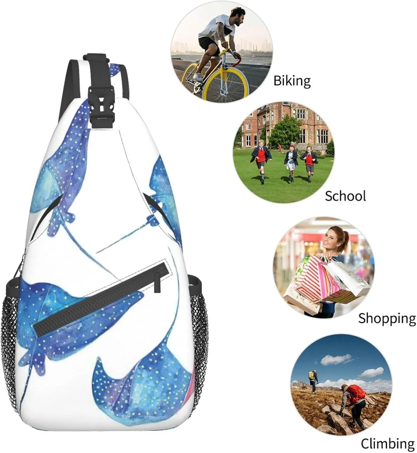 WURTON Programmer Programming Code Print Trendy Casual Daypack Versatile Crossbody Backpack Shoulder Bag Fashionable