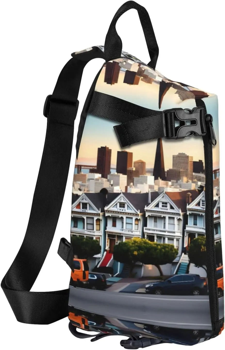 WURTON San Francisco Print Crossbody Backpack Cross Pack Lightweight Sling Bag Travel, Hiking