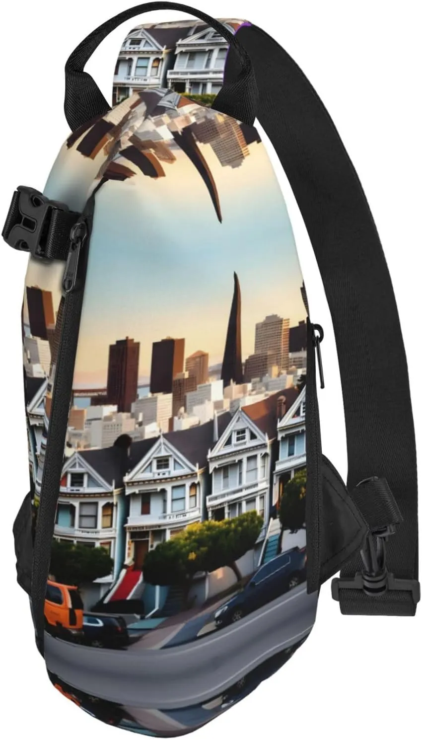 WURTON San Francisco Print Crossbody Backpack Cross Pack Lightweight Sling Bag Travel, Hiking