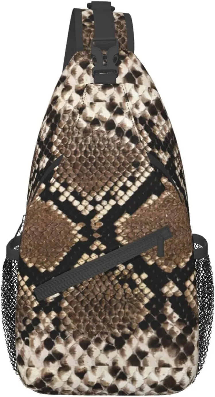 WURTON Serpentine Pattern Sling Bag Crossbody Backpack Sling Backpack Shoulder Bag For Women Men Cycling Hiking Travel