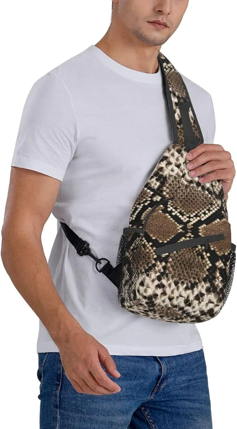 WURTON Serpentine Pattern Sling Bag Crossbody Backpack Sling Backpack Shoulder Bag For Women Men Cycling Hiking Travel