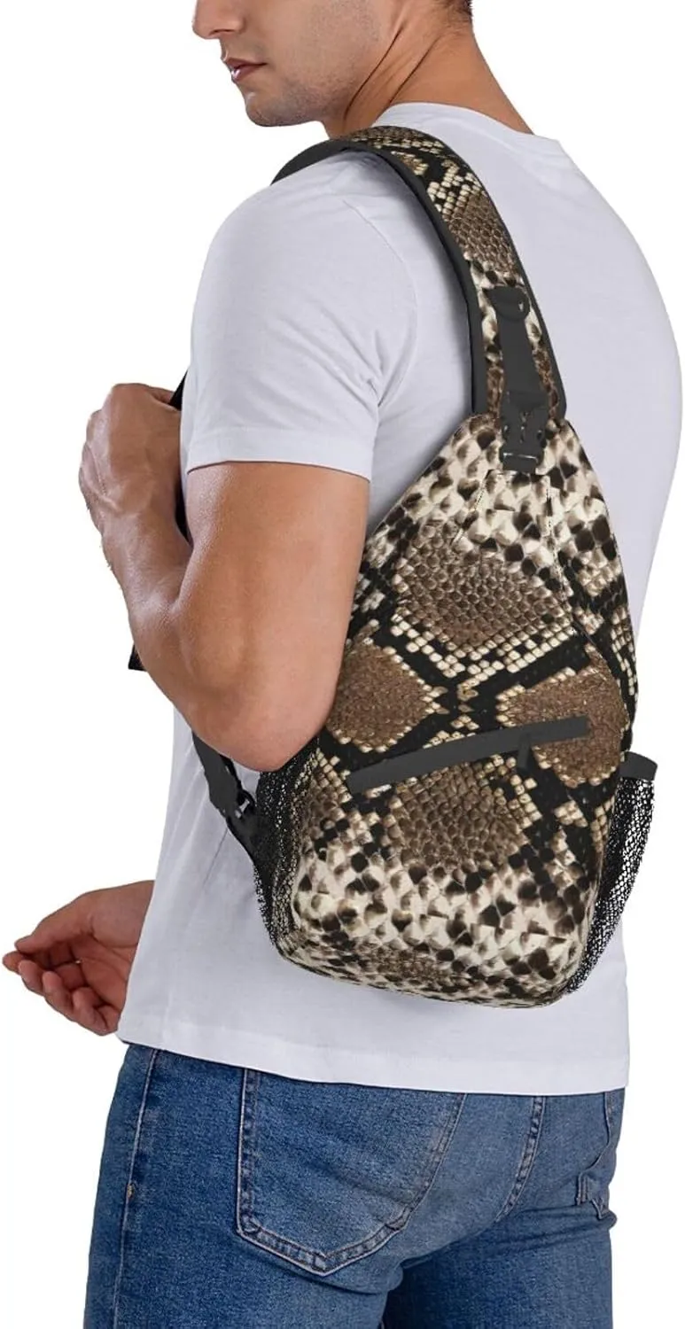 WURTON Serpentine Pattern Sling Bag Crossbody Backpack Sling Backpack Shoulder Bag For Women Men Cycling Hiking Travel