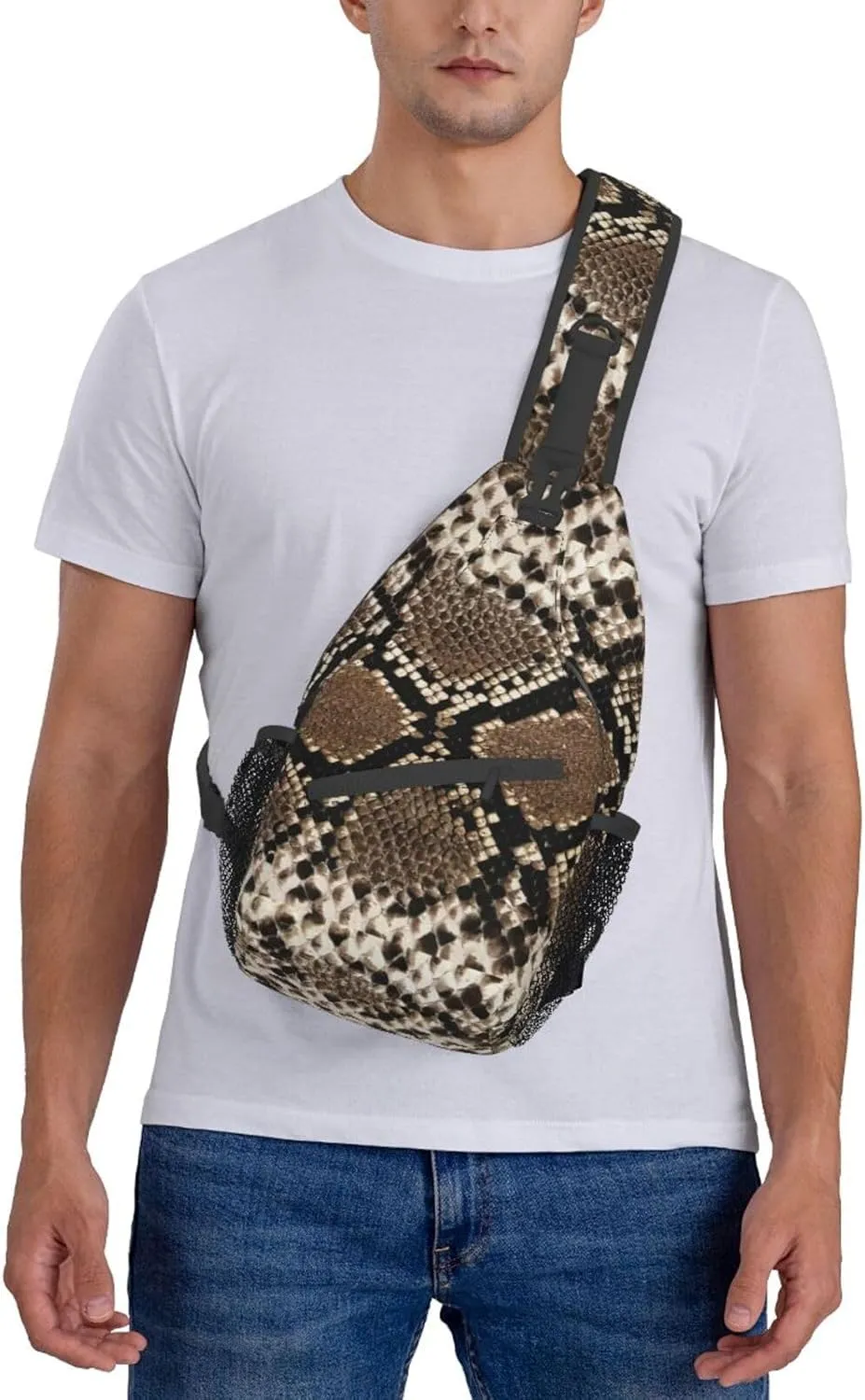 WURTON Serpentine Pattern Sling Bag Crossbody Backpack Sling Backpack Shoulder Bag For Women Men Cycling Hiking Travel