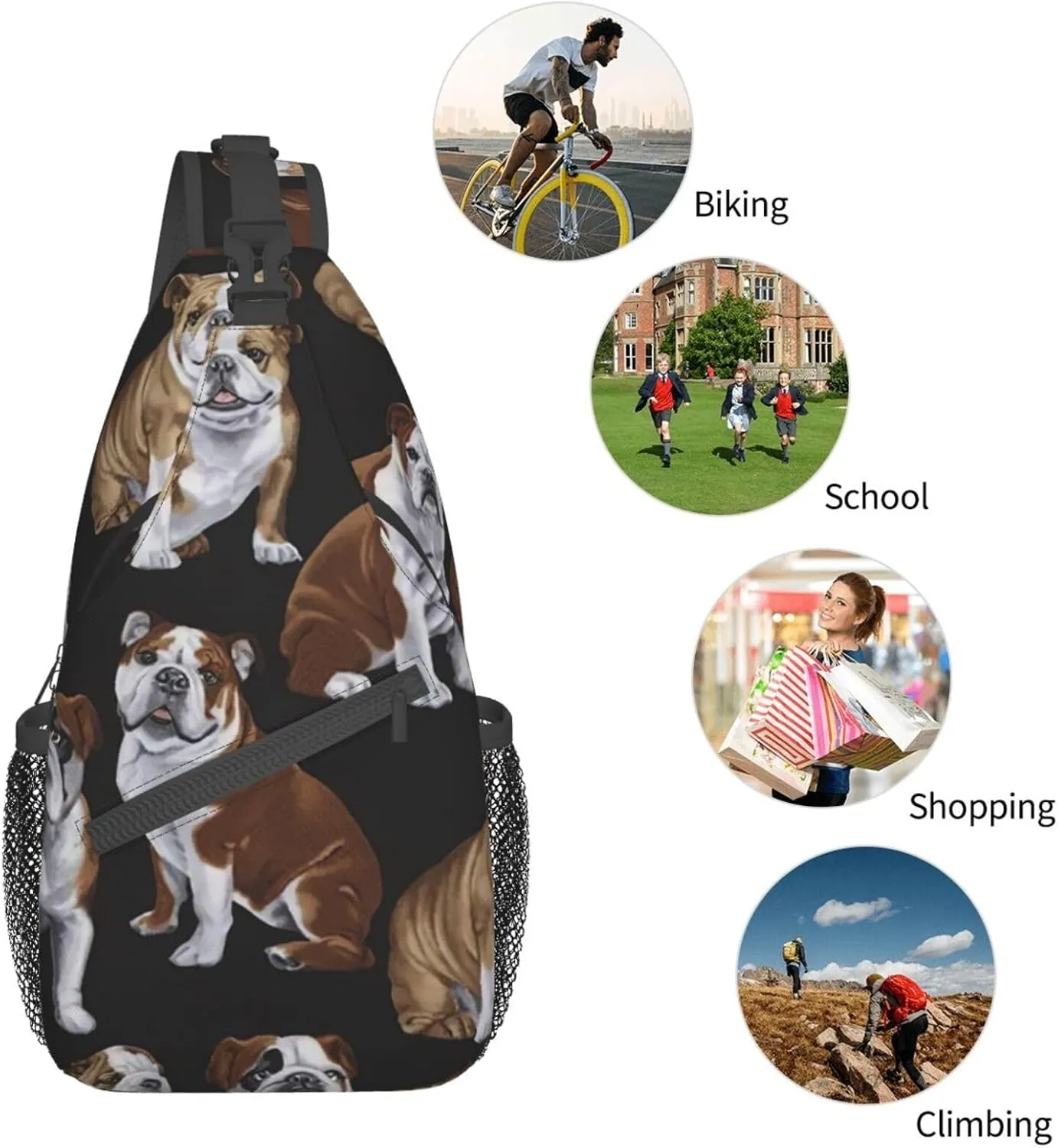 WURTON Sling Bag Dusky Rose Print Sling Backpack Crossbody Chest Bag Daypack For Hiking Travel
