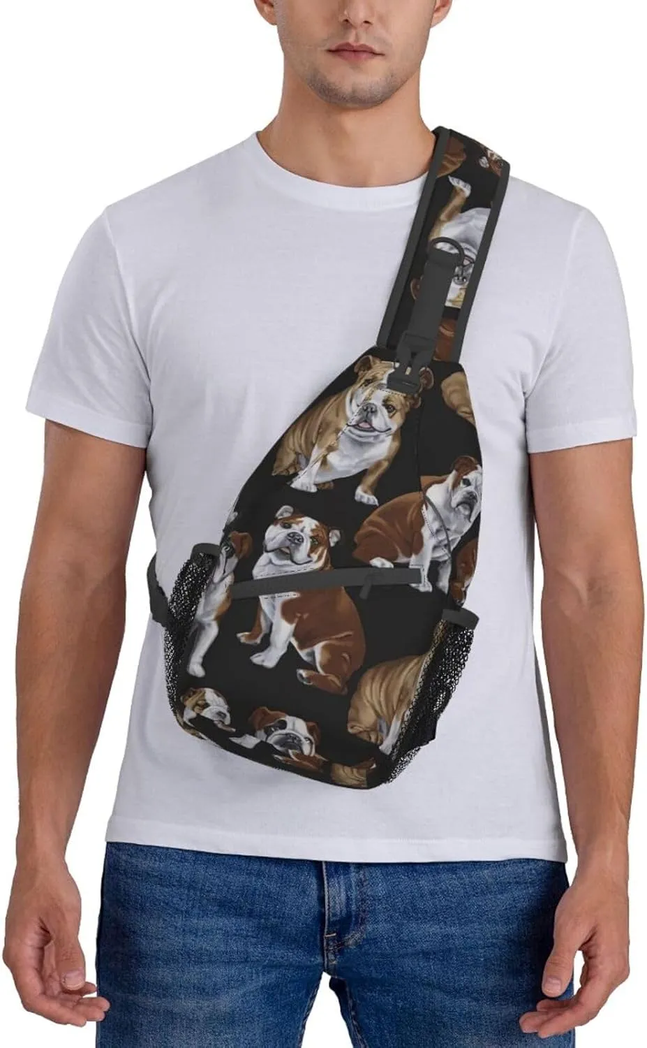 WURTON Sling Bag Dusky Rose Print Sling Backpack Crossbody Chest Bag Daypack For Hiking Travel