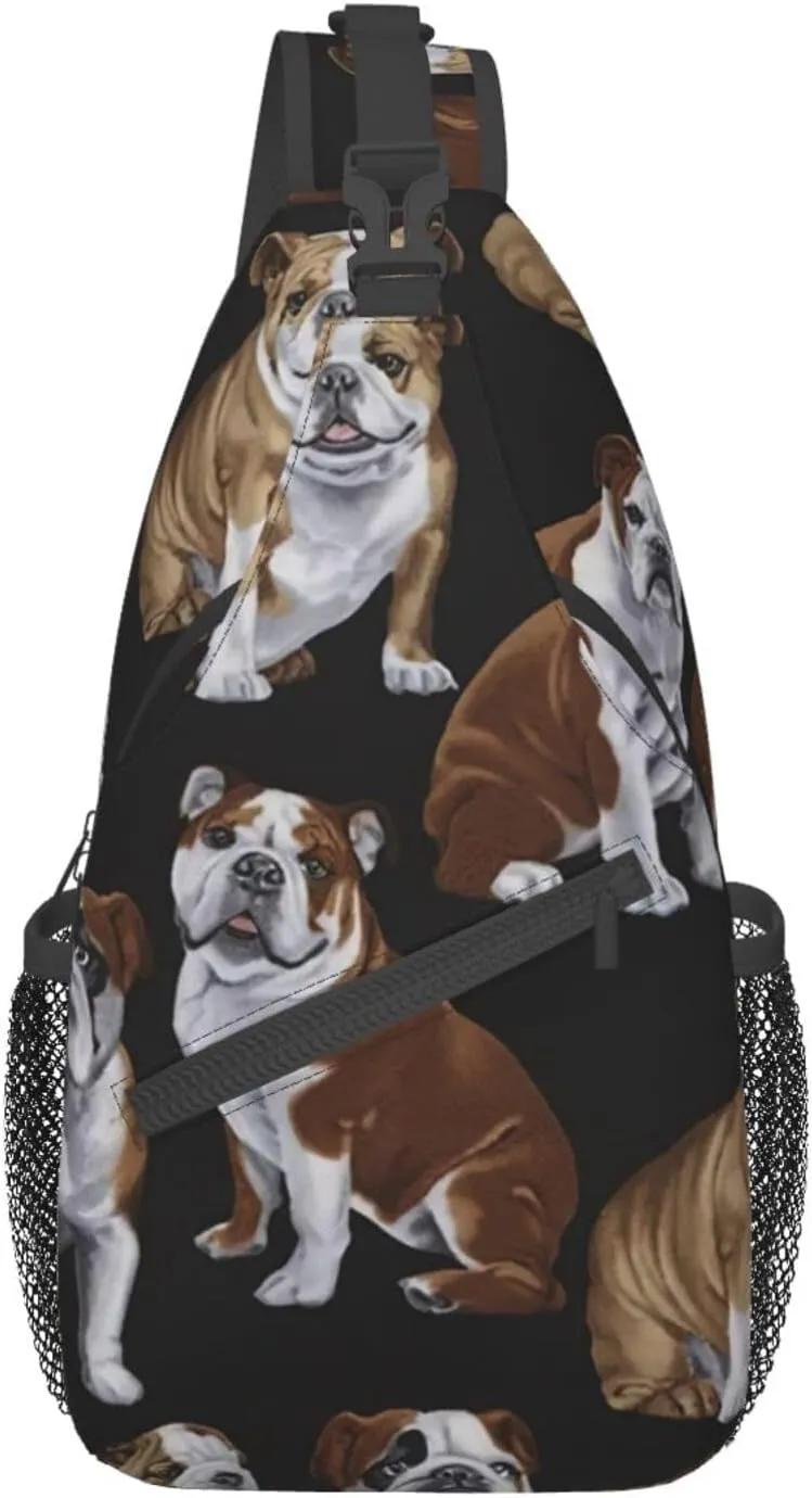 WURTON Sling Bag Dusky Rose Print Sling Backpack Crossbody Chest Bag Daypack For Hiking Travel