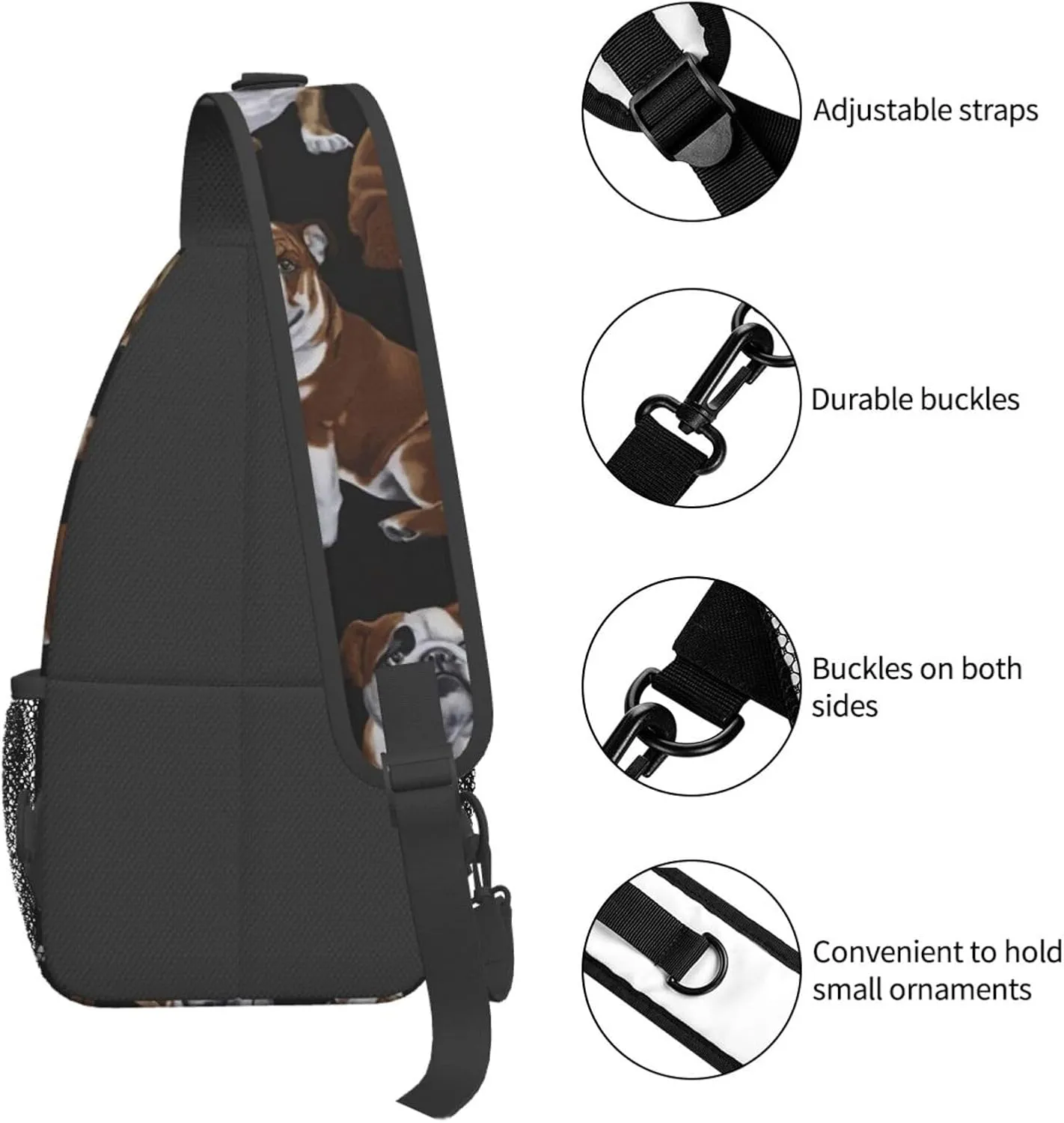 WURTON Sling Bag Dusky Rose Print Sling Backpack Crossbody Chest Bag Daypack For Hiking Travel
