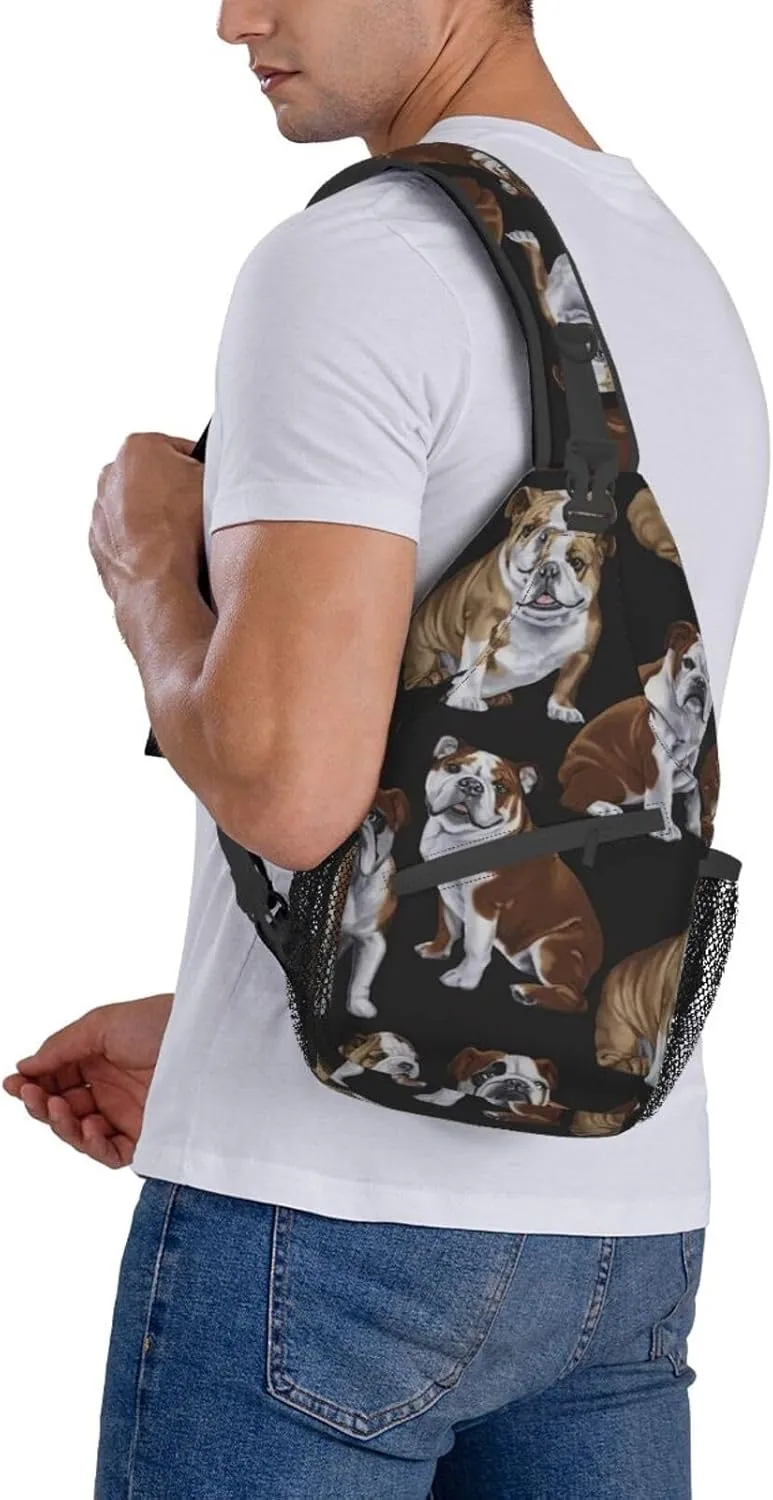 WURTON Sling Bag Dusky Rose Print Sling Backpack Crossbody Chest Bag Daypack For Hiking Travel