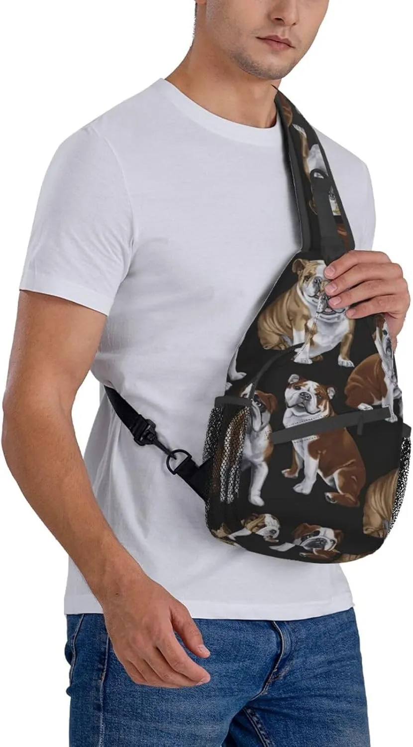 WURTON Sling Bag Dusky Rose Print Sling Backpack Crossbody Chest Bag Daypack For Hiking Travel