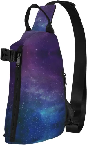 WURTON Universe With Stars Galaxy Interstellar Print Crossbody Backpack Cross Pack Lightweight Sling Bag Travel, Hiking