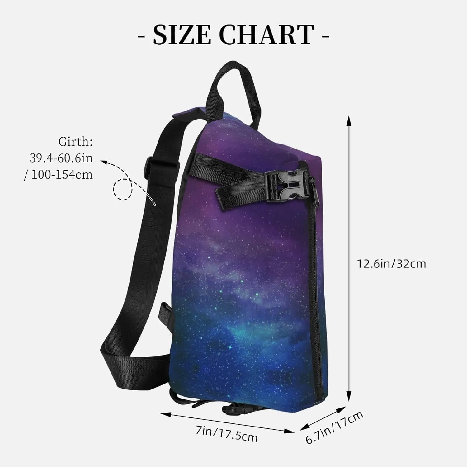 WURTON Universe With Stars Galaxy Interstellar Print Crossbody Backpack Cross Pack Lightweight Sling Bag Travel, Hiking