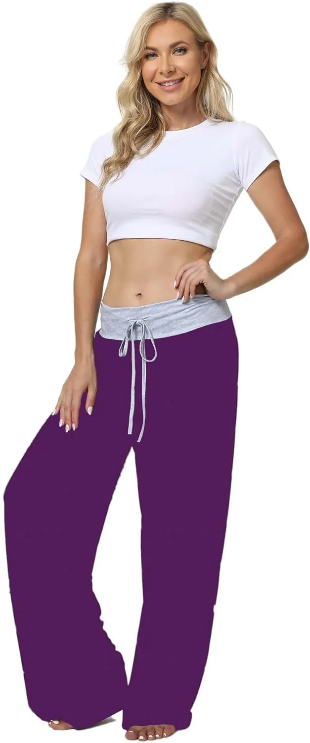 X-Image Women's Comfy Pajama Lounge Pants Floral Print Drawstring Jogger Wide Leg Athletic Pants