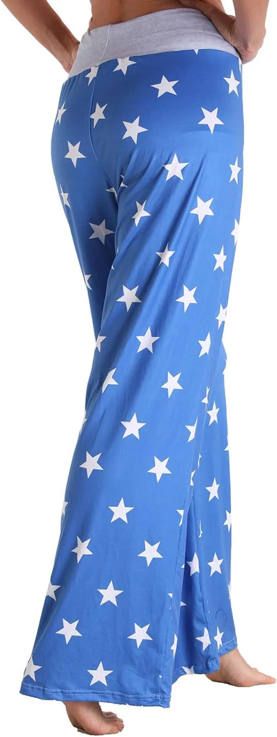 X-Image Women's Comfy Pajama Lounge Pants Floral Print Drawstring Jogger Wide Leg Athletic Pants