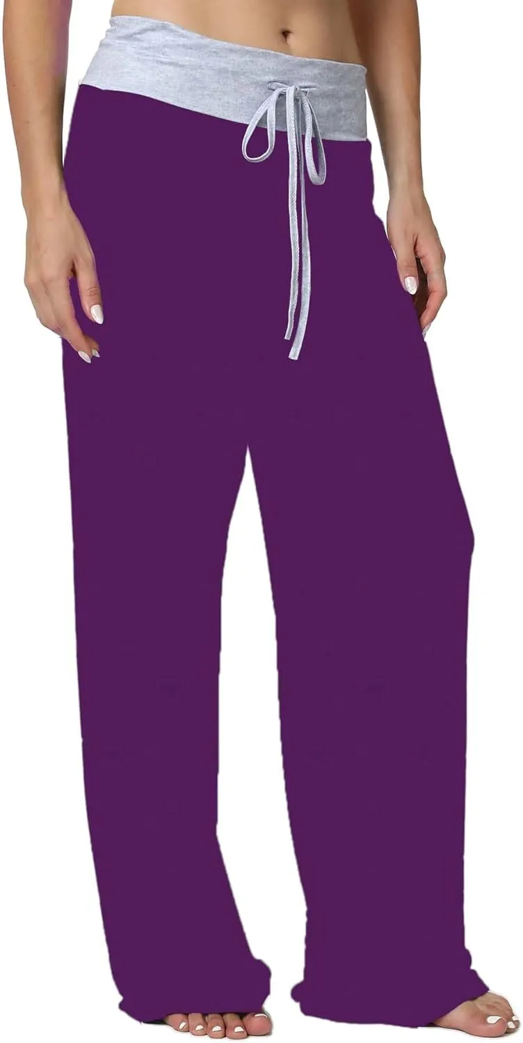 X-Image Women's Comfy Pajama Lounge Pants Floral Print Drawstring Jogger Wide Leg Athletic Pants