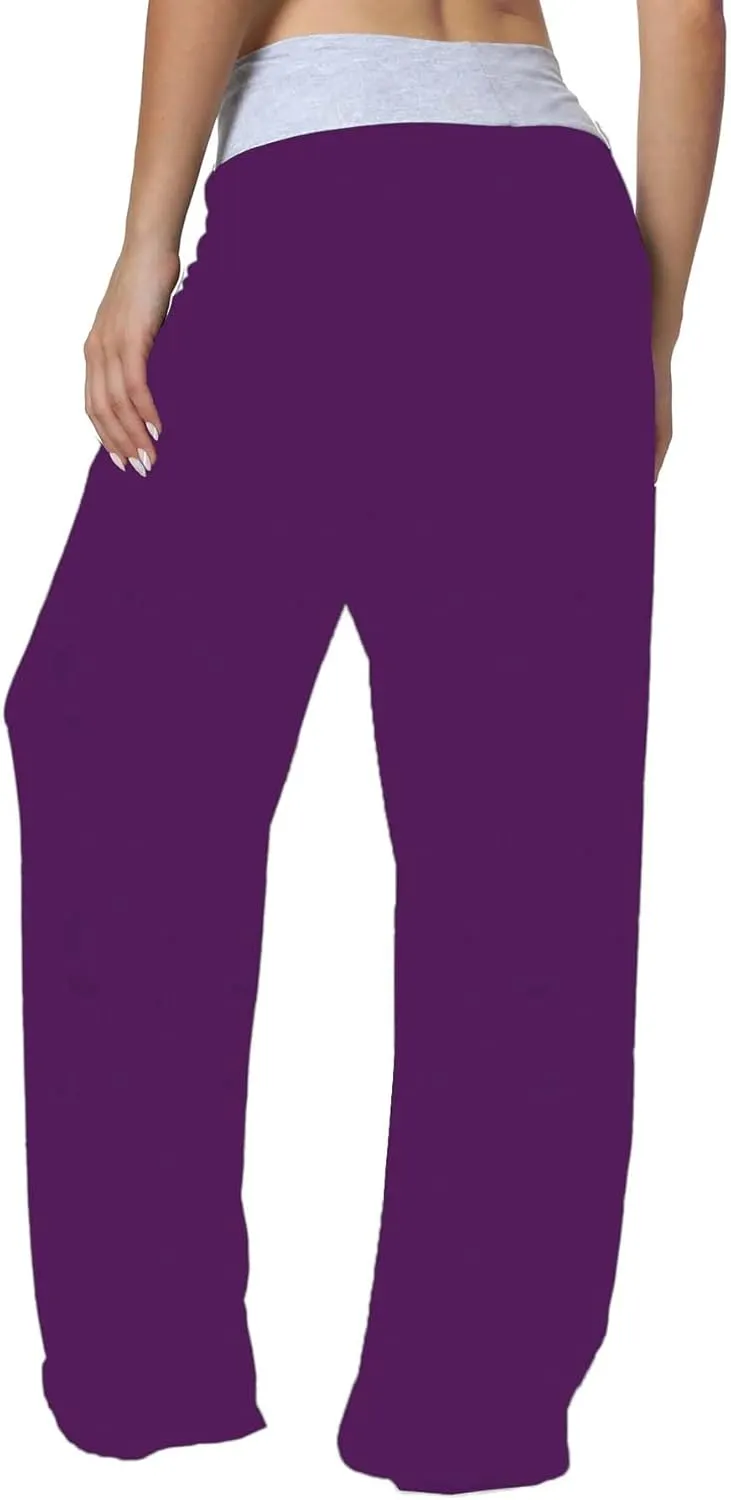 X-Image Women's Comfy Pajama Lounge Pants Floral Print Drawstring Jogger Wide Leg Athletic Pants
