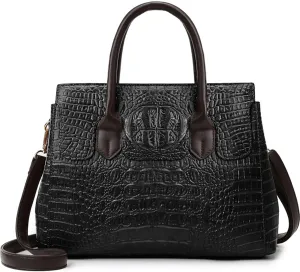 XXGJOALD-Women Crocodile Pattern Handbag Fashion Shoulder Bag PU Leather Tote Designer Purse Classic Top-Handle Satchel