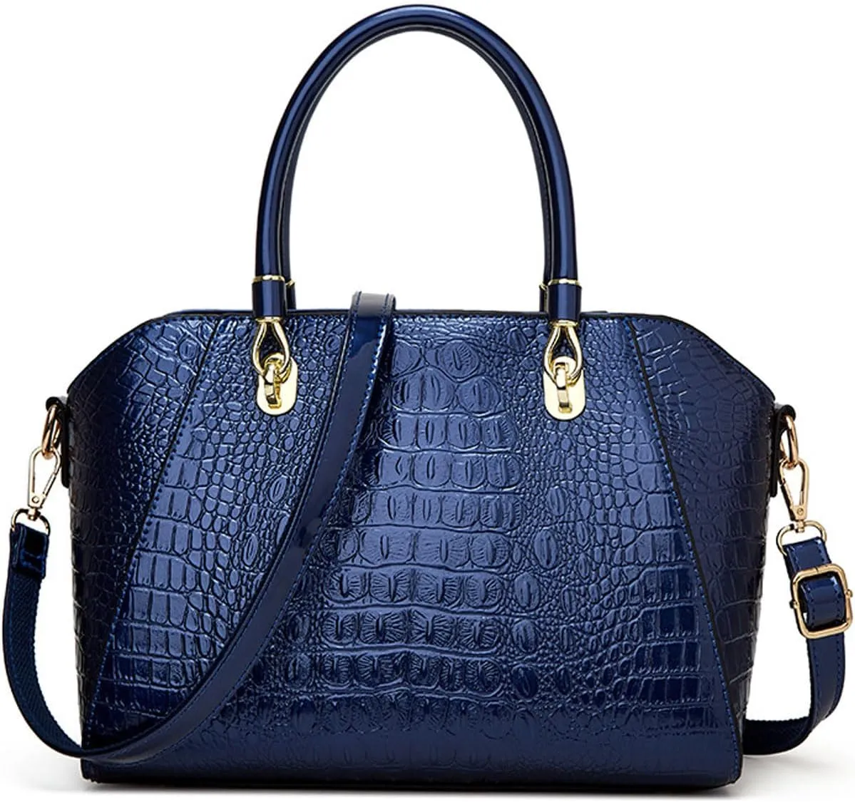 XXGJOALD-Women Shiny Patent Leather Handbags and Purses Crocodile Pattern Shoulder Bag Fashion Satchel Top Handle Tote Wallet