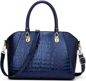 XXGJOALD-Women Shiny Patent Leather Handbags and Purses Crocodile Pattern Shoulder Bag Fashion Satchel Top Handle Tote Wallet