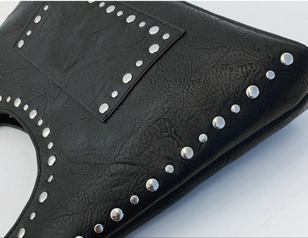 Y2k Crescent Hobo Bags Women 90s Trendy Studded Shoulder Satchels Crossbody Purse PU Leather Punk Underarm Tote Handbag