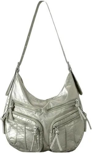 Y2k Crossbody Bags for Women Punk Hobo Bags for Women Vintage Satchel Handbag Large Messenger Bag Purse Carryall Trendy