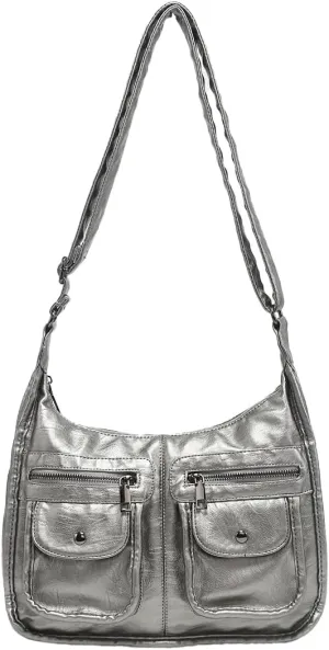 Y2k Crossbody Bags for Women Slouchy Tote Bags for Women Washed Color Motorcycle Bag Punk Shoulder Purse Satchel Handbag 2025