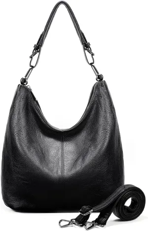 YALUXE Genuine Leather Hobo Bags for Women Slouchy Shoulder Handbags Purses Crossbody Bags