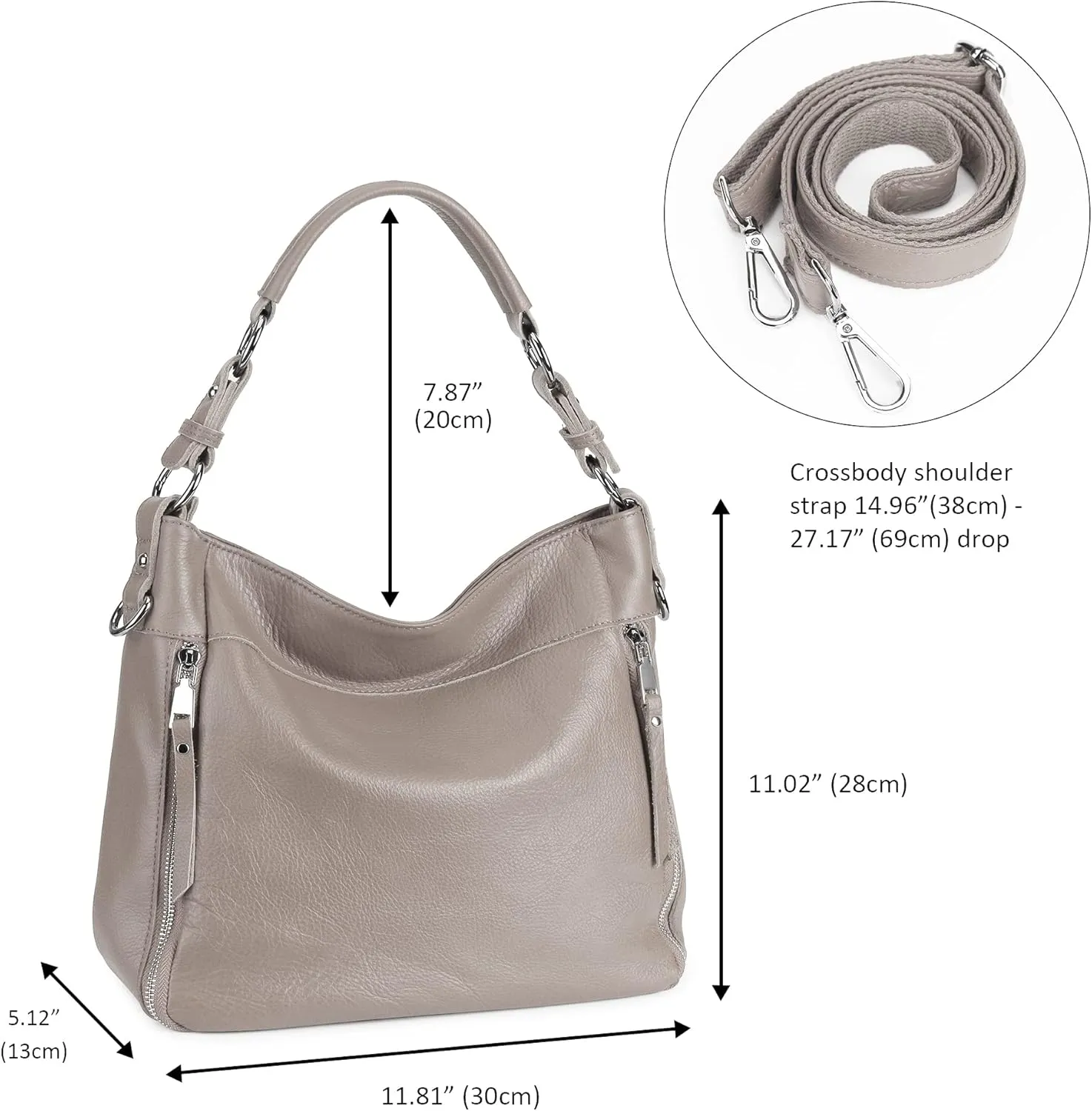 YALUXE Genuine Leather Shoulder Bags Stylish Hobo Handbags Purses Crossbody Bags for Women