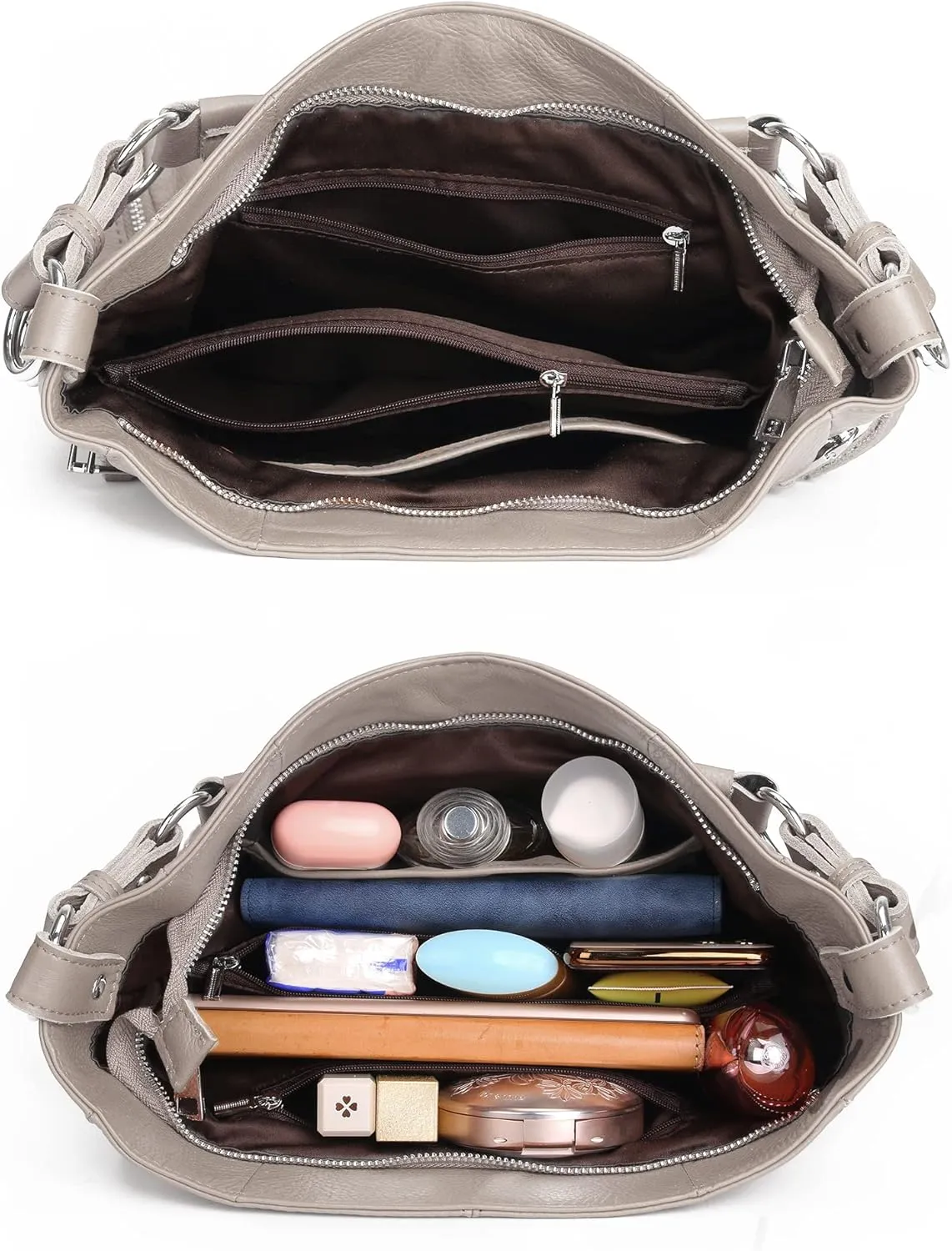 YALUXE Genuine Leather Shoulder Bags Stylish Hobo Handbags Purses Crossbody Bags for Women