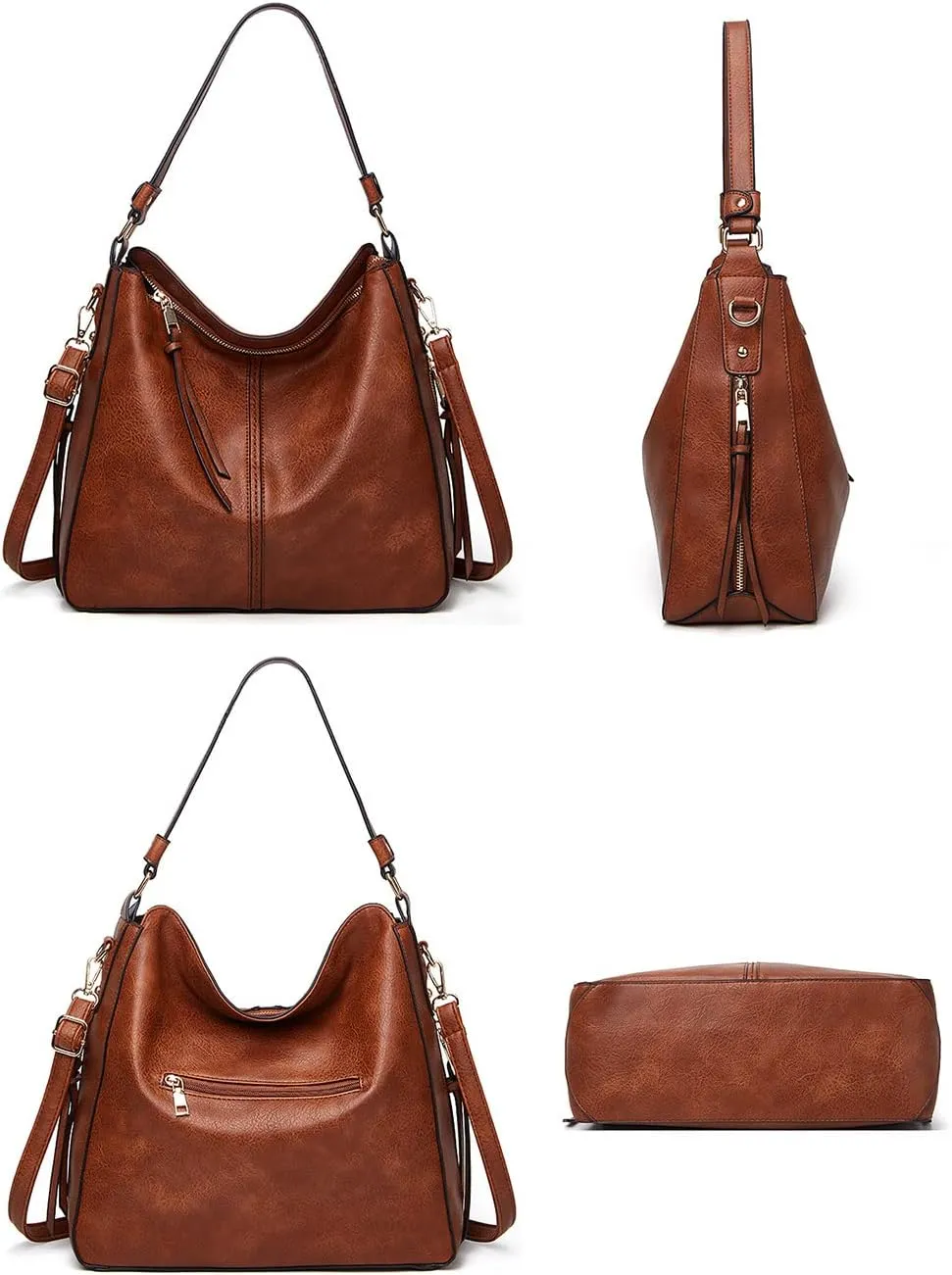 YAQUNICER Women Classic Tote Bag Tassel Pendant Shoulder Bags PU Crossbody Purse