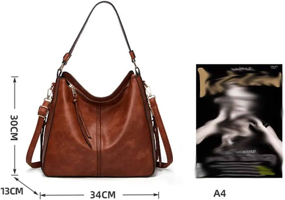 YAQUNICER Women Classic Tote Bag Tassel Pendant Shoulder Bags PU Crossbody Purse