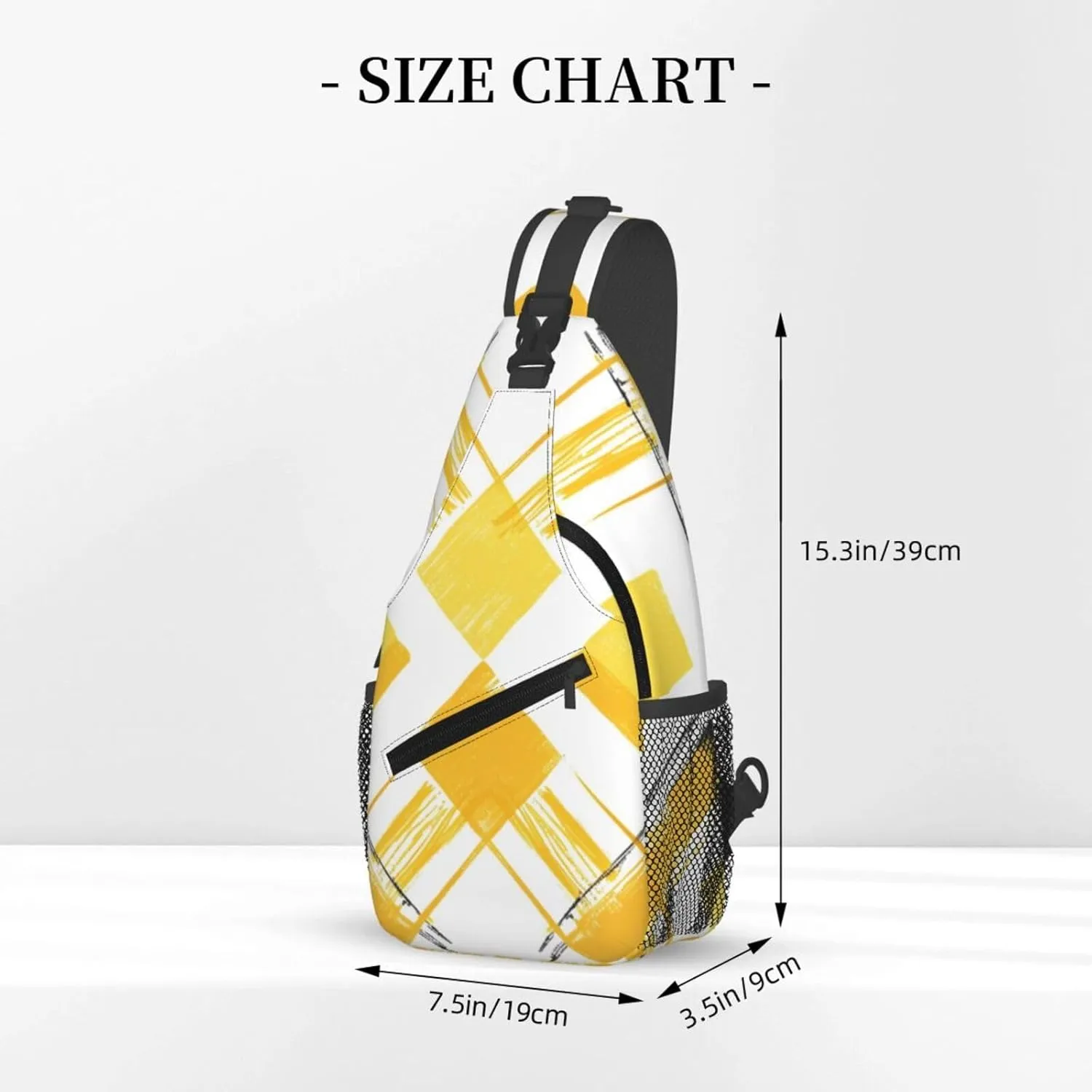 Yellow Rhombus Plaid Pattern Backpack Travel Hiking Daypack Chest Bags Crossbody Shoulder Bag